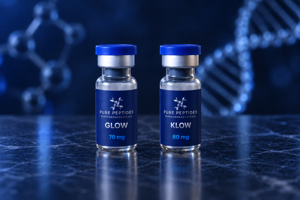 Pure Peptides GLOW 70mg and KLOW 80mg Research Vials